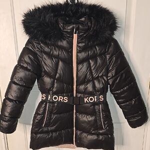 Michael Kors Black Puffer Coat with Faux Fur Hood